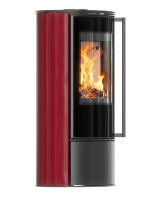 Piec stalowy ERIK Ø 150 5 5 kW kafel bordowy  pokrywa stalowa