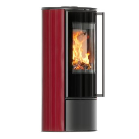 Piec stalowy ERIK Ø 150 5 5 kW kafel bordowy  pokrywa stalowa