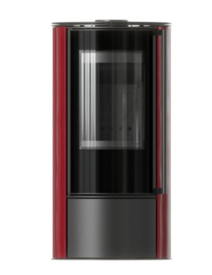 Piec stalowy ERIK Ø 150 5,5 kW kafel bordowy, pokrywa stalowa czarny termotec
