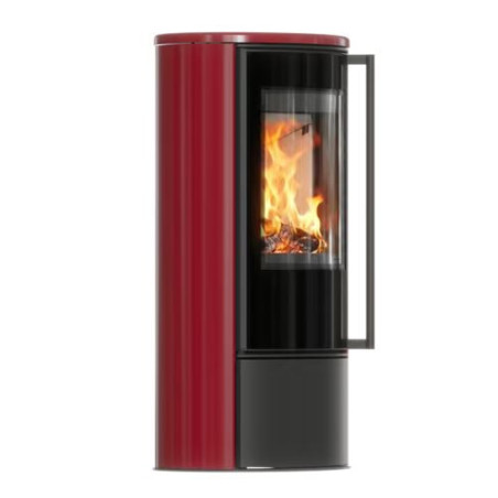 Piec stalowy ERIK Ø 150 5 5 kW kafel bordowy  pokrywa z kafli