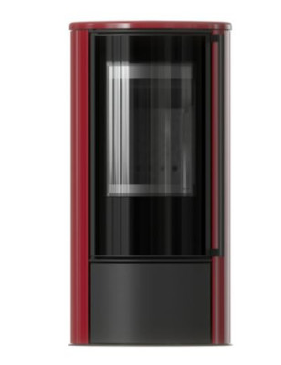 Piec stalowy ERIK Ø 150 5 5 kW kafel bordowy  pokrywa z kafli czarny termotec