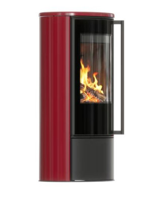 Piec stalowy ERIK Ø 150 5 5 kW kafel bordowy  pokrywa z kafli czarny termotec