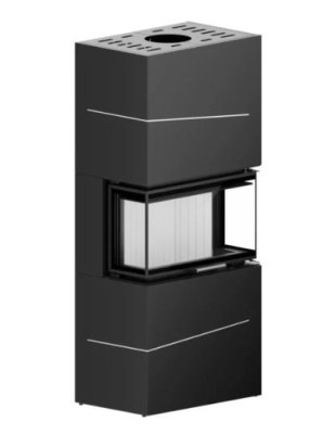 Wkład kominkowy w zabudowie stalowej ALBERO AL9C.H-D BOX CZARNY DECOR BIAŁY HITZE