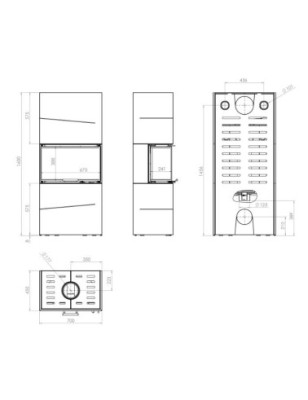 Wkład kominkowy w zabudowie stalowej ALBERO AL9C.H-D BOX CZARNY DECOR BIAŁY HITZE