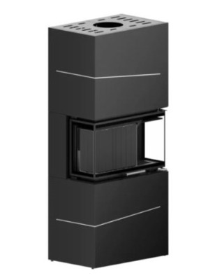 Wkład kominkowy w zabudowie stalowej ALBERO AL9C.H-D BLACK BOX CZARNY DECOR BIAŁY HITZE