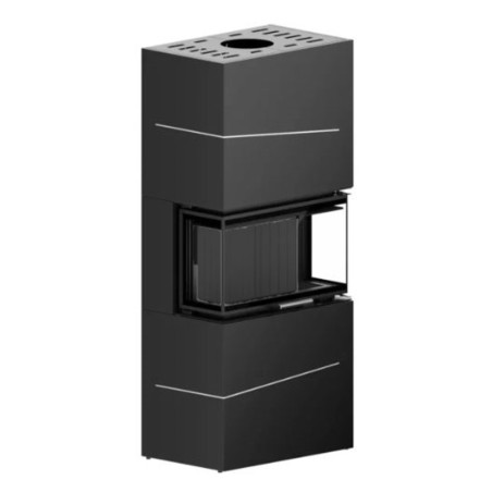 Wkład kominkowy w zabudowie stalowej ALBERO AL9C.H-D BLACK BOX CZARNY DECOR BIAŁY HITZE