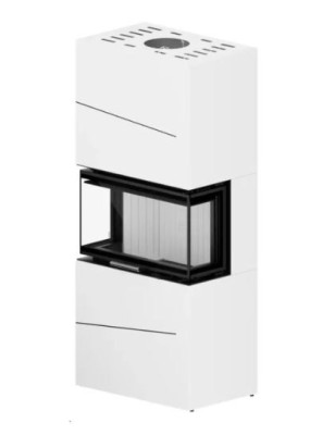 Wkład kominkowy w zabudowie stalowej ALBERO AL9C.H-D BOX BIAŁY DECOR CZARNY HITZE