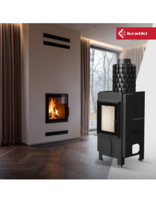 Kominek stalowy KRATKI MAGMA 13 kW Ø 200 z akumulacją żeliwną