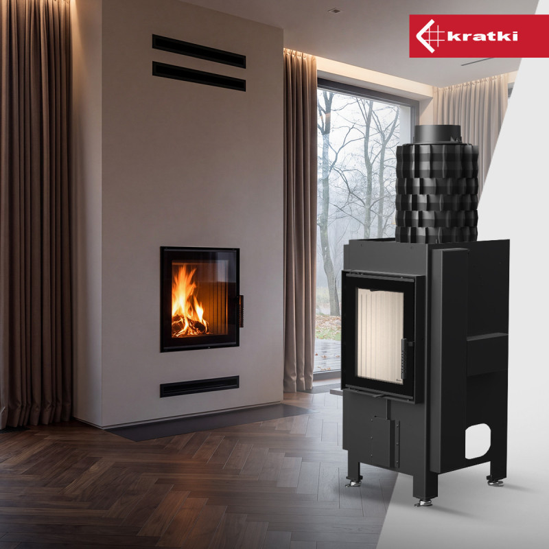Kominek stalowy KRATKI MAGMA 13 kW Ø 200 z akumulacją żeliwną Kominek stalowy KRATKI MAGMA 13 kW Ø 200 z akumulacją żeliwną