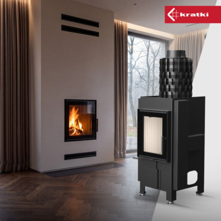 Kominek stalowy KRATKI MAGMA 13 kW Ø 200 z akumulacją żeliwną