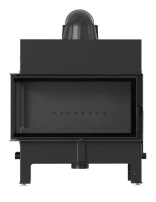 Kominek powietrzny wkład kominkowy FLOKI L LEWY BLACK 12KW  CAŁY ZESTAW Z RAMKĄ 18 płyt