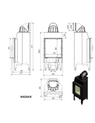 Kominek powietrzny stalowy NADIA 8 7 kW fi 200